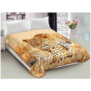 800GSM Luxury Reversible Animal Pattern Mink Blanket Queen 200 x 240 cm Prowling Leopard