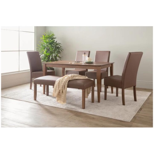 ALLEGRO Dining Table + 4x MESI Dining Chair + MESI Bench - 6 Piece Dining Set - Cocoa