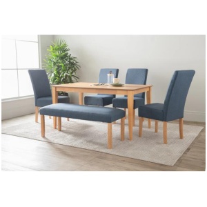 ALLEGRO Dining Table + 4x MESI Dining Chair + MESI Bench - 6 Piece Dining Set - Natural