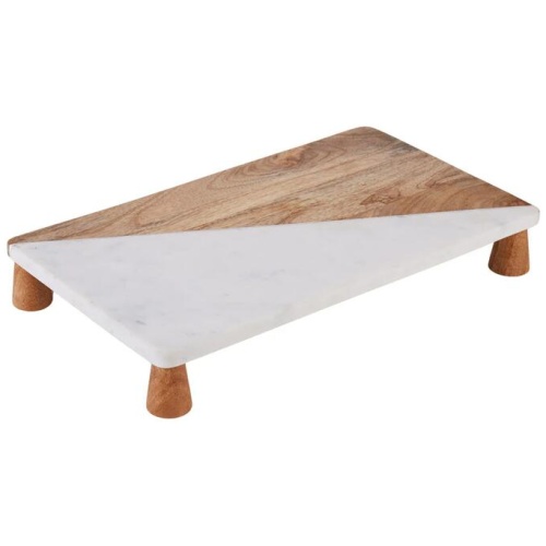 Academy Eliot Marble & Wood Platter Rectangle