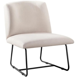Accent Chair Armless Armchair Sled Cross Leg Beige
