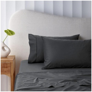 Accessorize 400TC Charcoal Bamboo Cotton Mega / Super Sheet Set 50cm Wall Queen