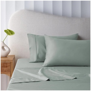 Accessorize 400TC Sage Bamboo Cotton Mega / Super Sheet Set 50cm Wall Queen