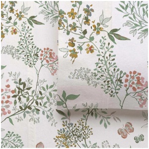 Accessorize Cotton Flannelette Sheet Set 40cm Wall Feuilles Floral Print Queen