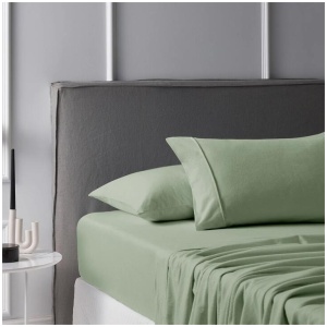 Accessorize Cotton Flannelette Sheet Set 40cm Wall Sage Queen