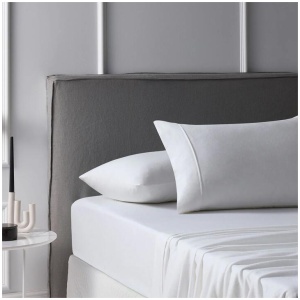 Accessorize Cotton Flannelette Sheet Set 40cm Wall White Queen