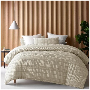 Accessorize Seersucker Natural Polyester Quilt Cover Set King