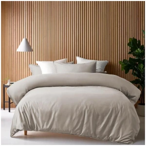 Accessorize Stone 400TC Stone Bamboo Cotton Double Stitched Quilt Cover Set Double