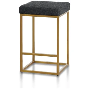 Adela Black Boucle Bar Stool - Brushed Gold Base by Interior Secrets - AfterPay Available