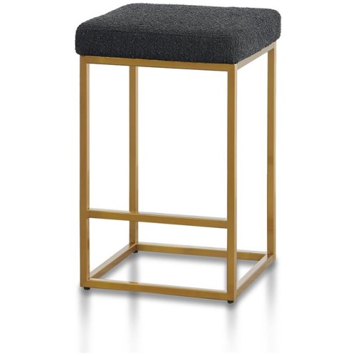 Adela Black Boucle Bar Stool - Brushed Gold Base by Interior Secrets - AfterPay Available