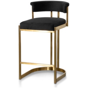 Adela Black Velvet Bar Stool - Golden Base by Interior Secrets - AfterPay Available