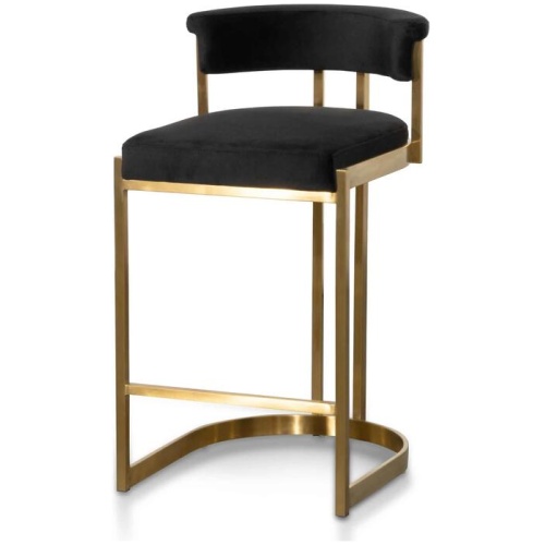 Adela Black Velvet Bar Stool - Golden Base by Interior Secrets - AfterPay Available