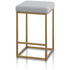 Adela Hail Grey Bar Stool - Brushed Gold Base by Interior Secrets - AfterPay Available