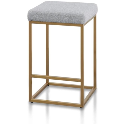 Adela Hail Grey Bar Stool - Brushed Gold Base by Interior Secrets - AfterPay Available