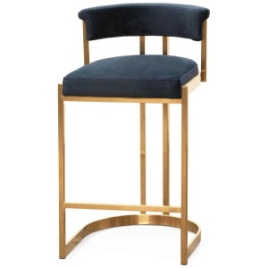 Adela Indigo Velvet Bar Stool - Golden Base by Interior Secrets - AfterPay Available