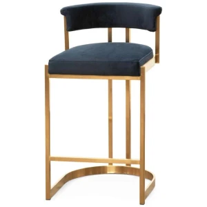 Adela Indigo Velvet Bar Stool - Golden Base by Interior Secrets - AfterPay Available
