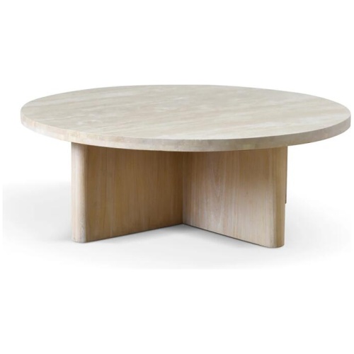 Agosti Travertine Marble 100cm Round Coffee Table - White Wash by Interior Secrets - AfterPay Available