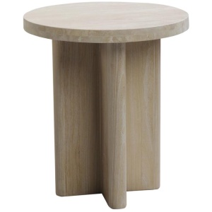 Agosti Travertine Marble Round Side Table - White Wash by Interior Secrets - AfterPay Available