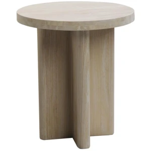 Agosti Travertine Marble Round Side Table - White Wash by Interior Secrets - AfterPay Available