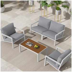 Aidan Garden Furniture Set in White - 5 pieces