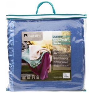 Alastairs 375GSM Australian Merino Wool Blanket Blue - King