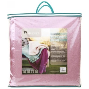 Alastairs 375GSM Australian Merino Wool Blanket Pink - Queen