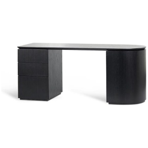 Albina 1.77m Left Drawer Office Desk - Black Oak by Interior Secrets - AfterPay Available