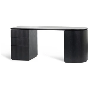 Albina 1.77m Left Drawer Office Desk - Black Oak by Interior Secrets - AfterPay Available