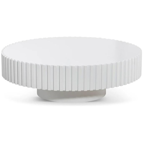 Alfaro Oak Round Coffee Table - White by Interior Secrets - AfterPay Available