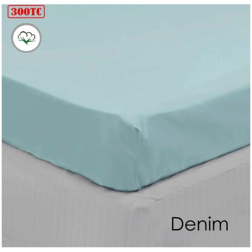 Algodon 300TC Cotton Fitted Sheet Long Single Size Denim