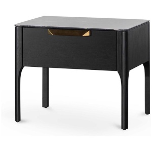 Allison Bedside Table - Black with Porcelain Marble Top by Interior Secrets - AfterPay Available