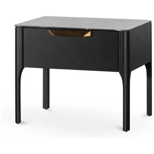 Allison Bedside Table - Black with Porcelain Marble Top by Interior Secrets - AfterPay Available