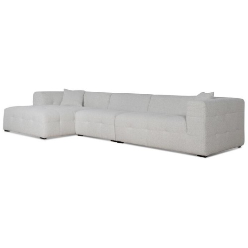 Almira 4 Seater Left Chaise Sofa - Pearl Boucle by Interior Secrets - AfterPay Available