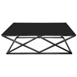 Alsea Coffee Table Black Base - Black Glass