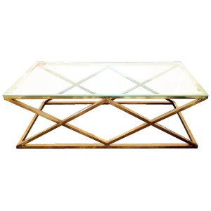 Alsea Coffee Table Gold Base - Clear Glass