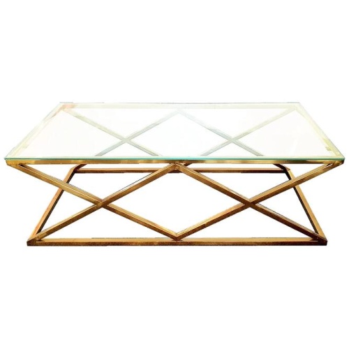 Alsea Coffee Table Gold Base - Clear Glass