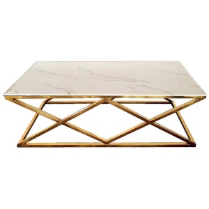 Alsea Coffee Table Gold Base - White Marble