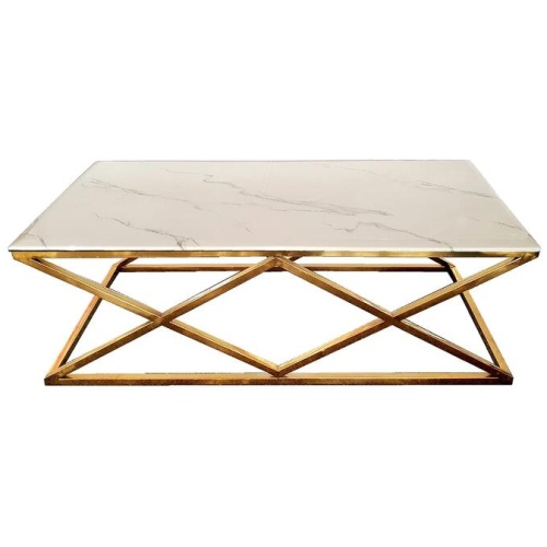 Alsea Coffee Table Gold Base - White Marble