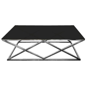 Alsea Coffee Table Silver Base - Black Glass