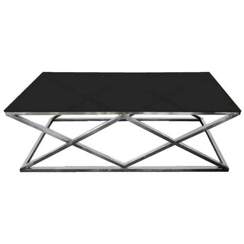 Alsea Coffee Table Silver Base - Black Glass