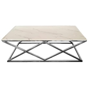 Alsea Coffee Table Silver Base - White Marble