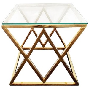 Alsea Side Table Gold Base - Clear Glass