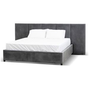 Amado King Bed Frame - Charcoal Velvet with Storage by Interior Secrets - AfterPay Available
