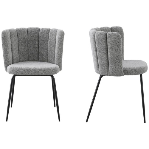Amelia Boucle Grey Dining Chair - Set of 2