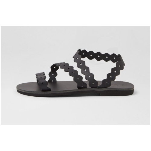 Ammos Ikaria Sandal Af Black Leather Black Sandals Womens Shoes Casual Sandals Flat Sandals