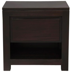 Amsterdam Solid Mahogany Timber 1 Drawer Bedside Table (Chocolate)