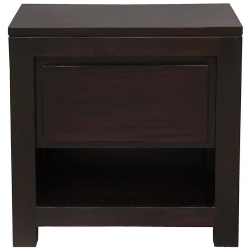 Amsterdam Solid Mahogany Timber 1 Drawer Bedside Table (Chocolate)