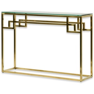 Anderson 1.15m Console Glass Table - Brushed Gold Base by Interior Secrets - AfterPay Available