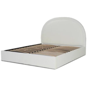 Antoni King Bed Frame - Antique White Boucle with Storage by Interior Secrets - AfterPay Available