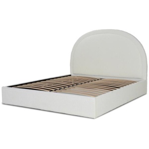 Antoni Queen Bed Frame - Antique White Boucle with Storage by Interior Secrets - AfterPay Available